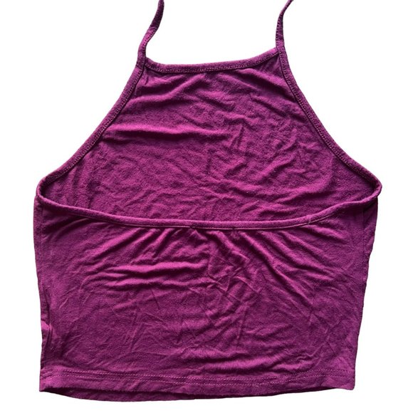 Shein Maroon  Halter Crop Top Tie Back Solid Women's Size Small - Picture 5 of 7